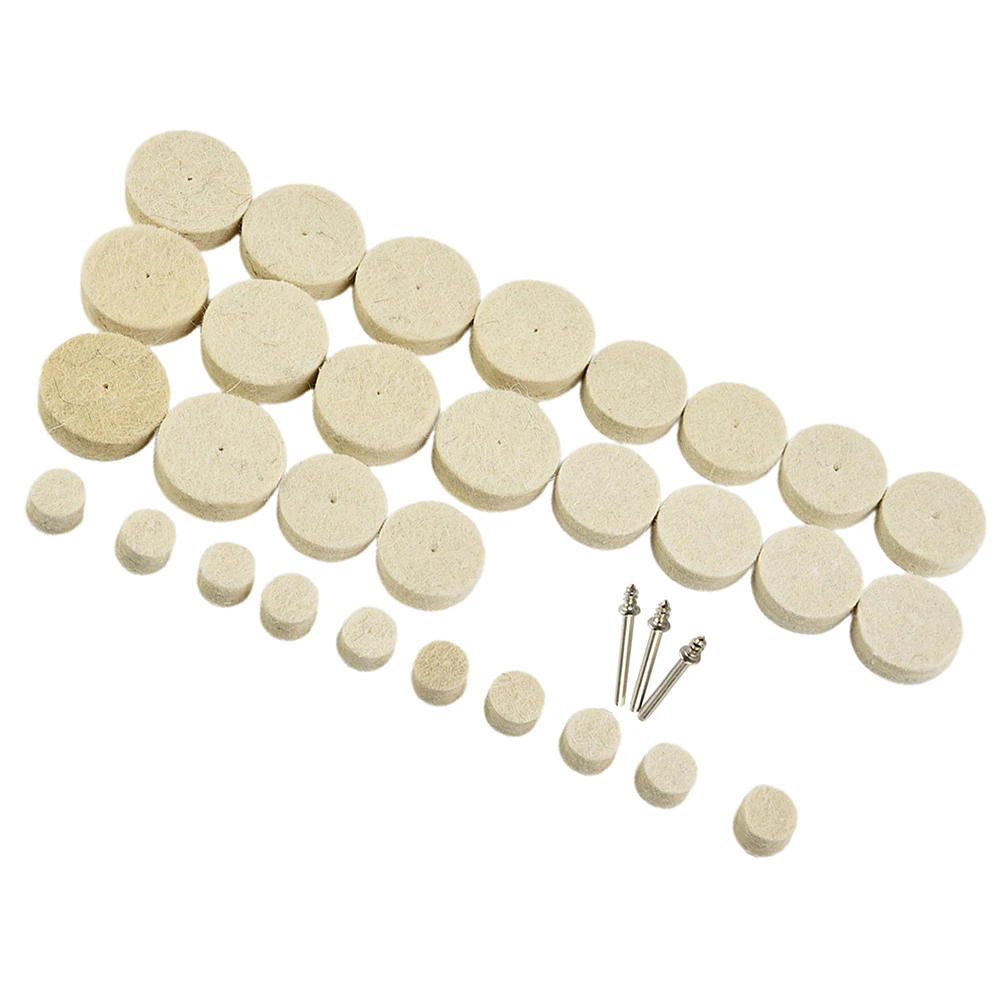 

Home Wool Felt Wheels White Silver 3.175mm 33pcs Accessory Buffing Wheel Kit Household Rotary Tool High Quality