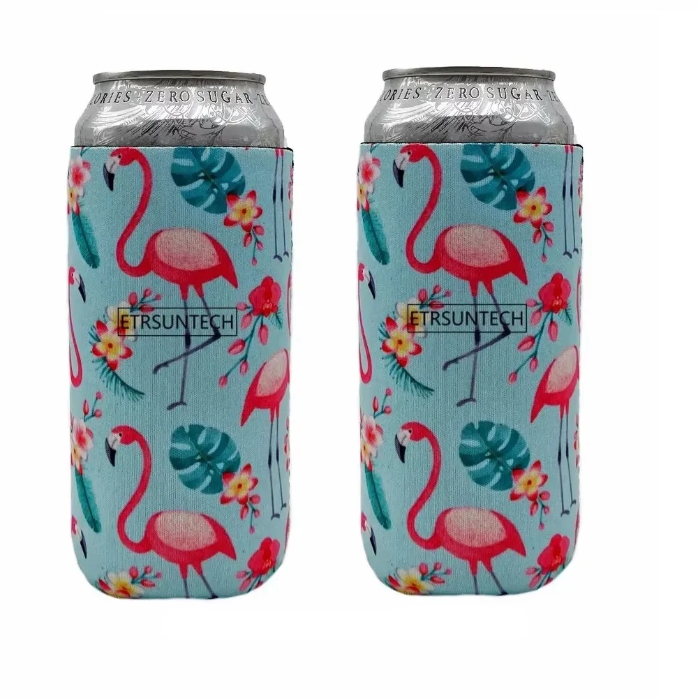 Set of 2 Collapsible Neoprene Beverage Cooler Sleeves for Tall Cans and Bottles