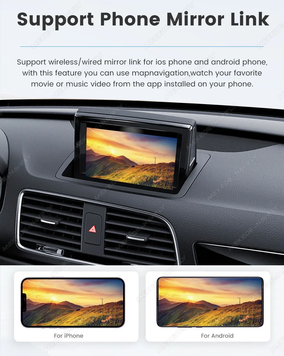 MEKEDE Neu eingetroffen: Dual-System Wireless CarPlay Android Auto Decoding Box für Audi A1 Q3 A4 A5 Q5 MMI 2G 2008-18 MirrorLink DSP – Detail 4