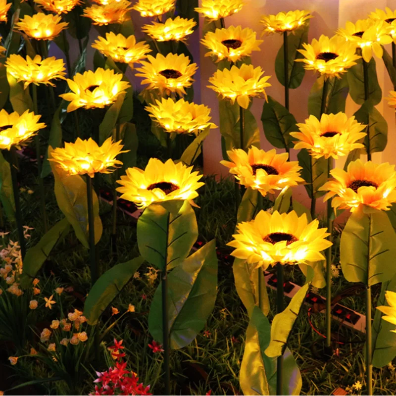 Sunflower Solar LED Garden Lights - Decorative Outdoor Lighting for Weddings, Parties, Holidays, and Home Gardens