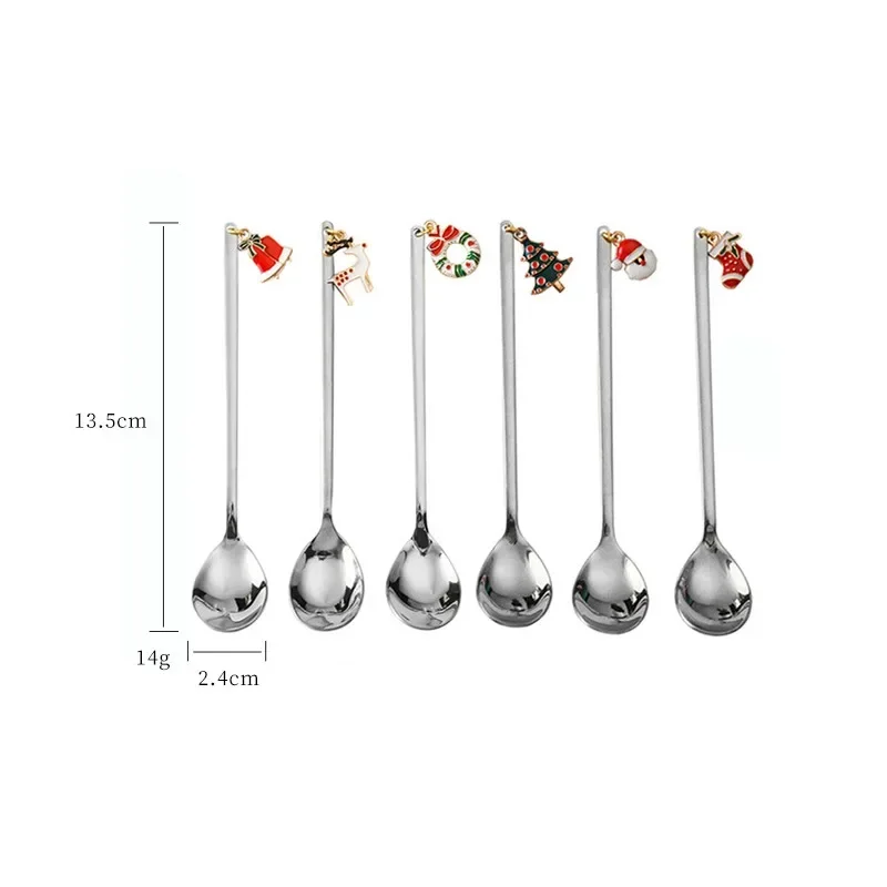 Description Picture 2 of itemCreative Christmas Spoon with Elk Christmas Tree Pendant Stainless Steel Coffee Tea Spoon Dessert Scoop Xmas Decoration Gifts