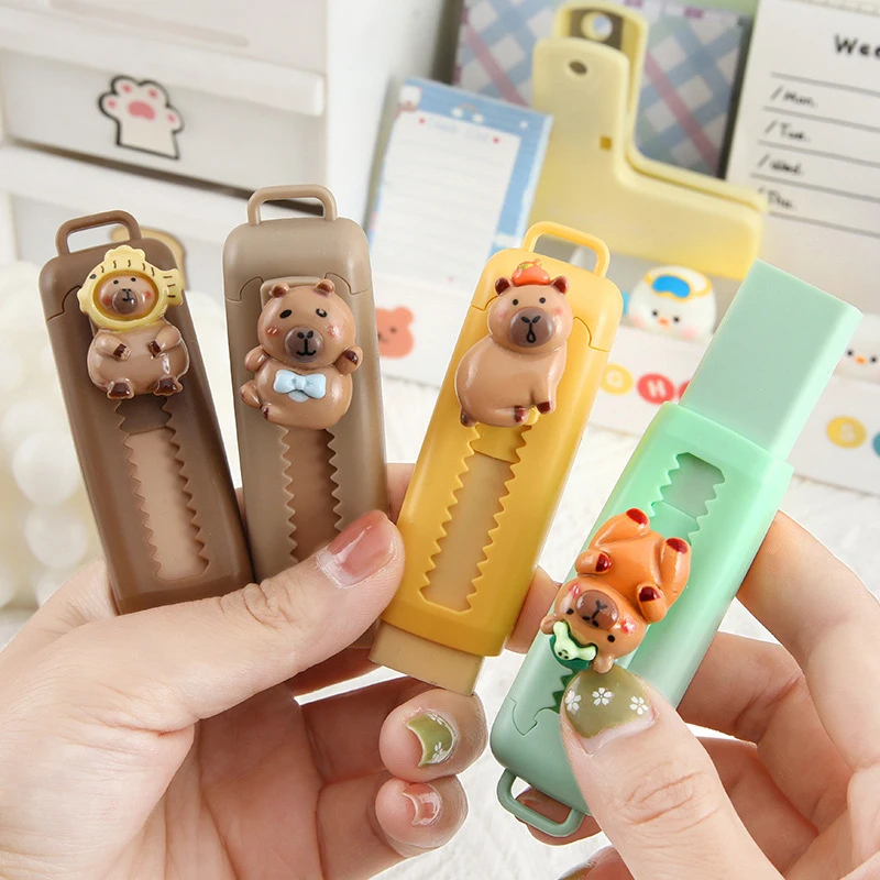 Creative Capybara Push Pull Eraser 1PC Aesthetic Stationery Office Supplies Funny Portable Traceless Wiping Rubber pencil eraser