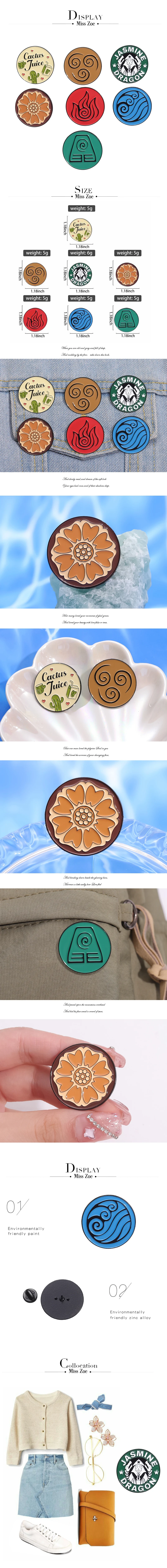 Abenteuers piel Elemente Emaille Pins benutzer definierte Jasmin Drachen Broschen Revers Abzeichen Cartoon lustige Schmuck Geschenk für Freunde – Detail 1