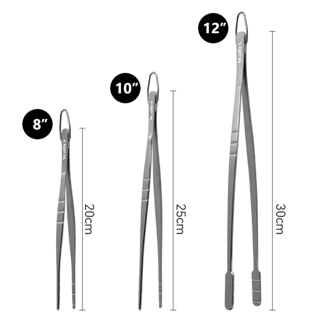 2 Pinzette Da Cucina Professionali In Acciaio Inox - 30,5 Cm, Per Barbecue, Frutti Di Mare E Impiattamento - Foto 4