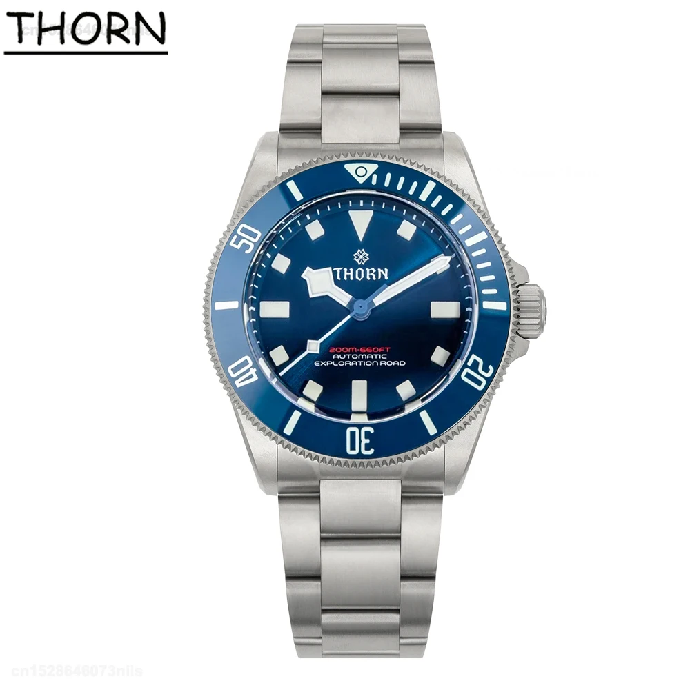 Thorn-メンズ超軽量チタン時計、自動移動、サファイア、クリスタルc3