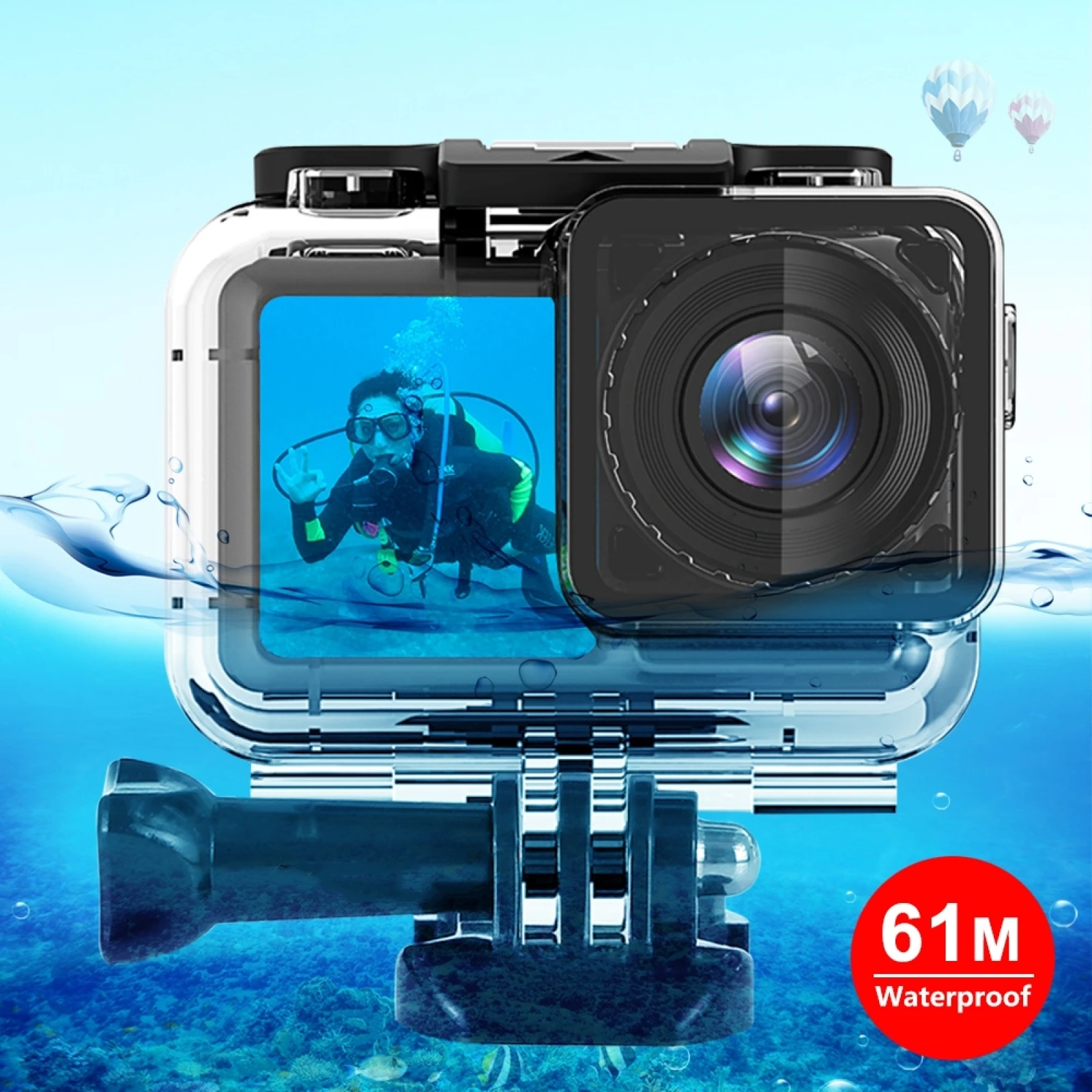 

61m Underwater Housing Diving Case for DJI Osmo Action Protector Cover with Buckle Basic Mount Screw Waterproof