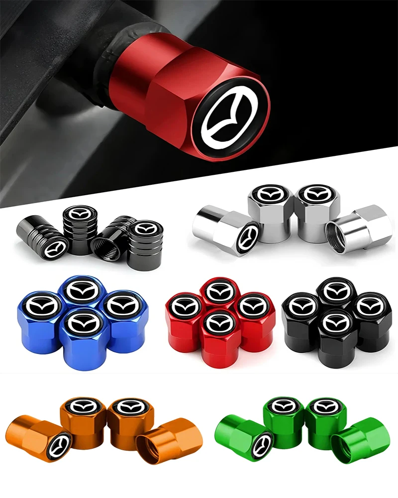 4 Stück/Set Legierung Auto-Reifenventilkappen Diebstahlsichere Luftdichte Abdeckung für Mazda-6-3 Angkesaila CX3 CX4 CX5 CX7 CX9 CX30 RX8 7 – Detail 1