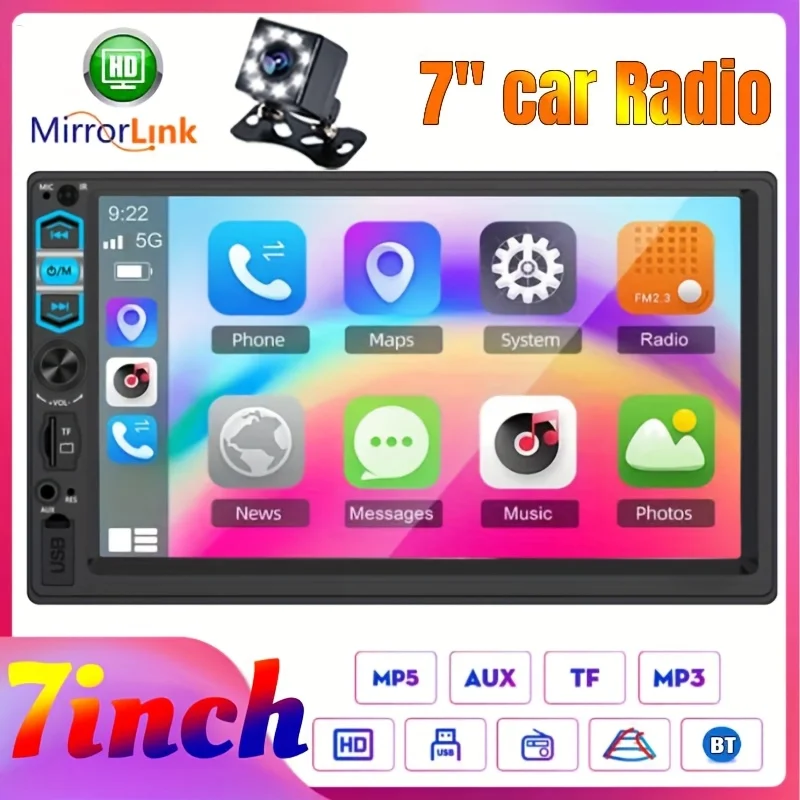 7인치 HD 카 스테레오 라디오 뉴스타일 2딘 MP5 멀티미디어 플레이어 (8L..