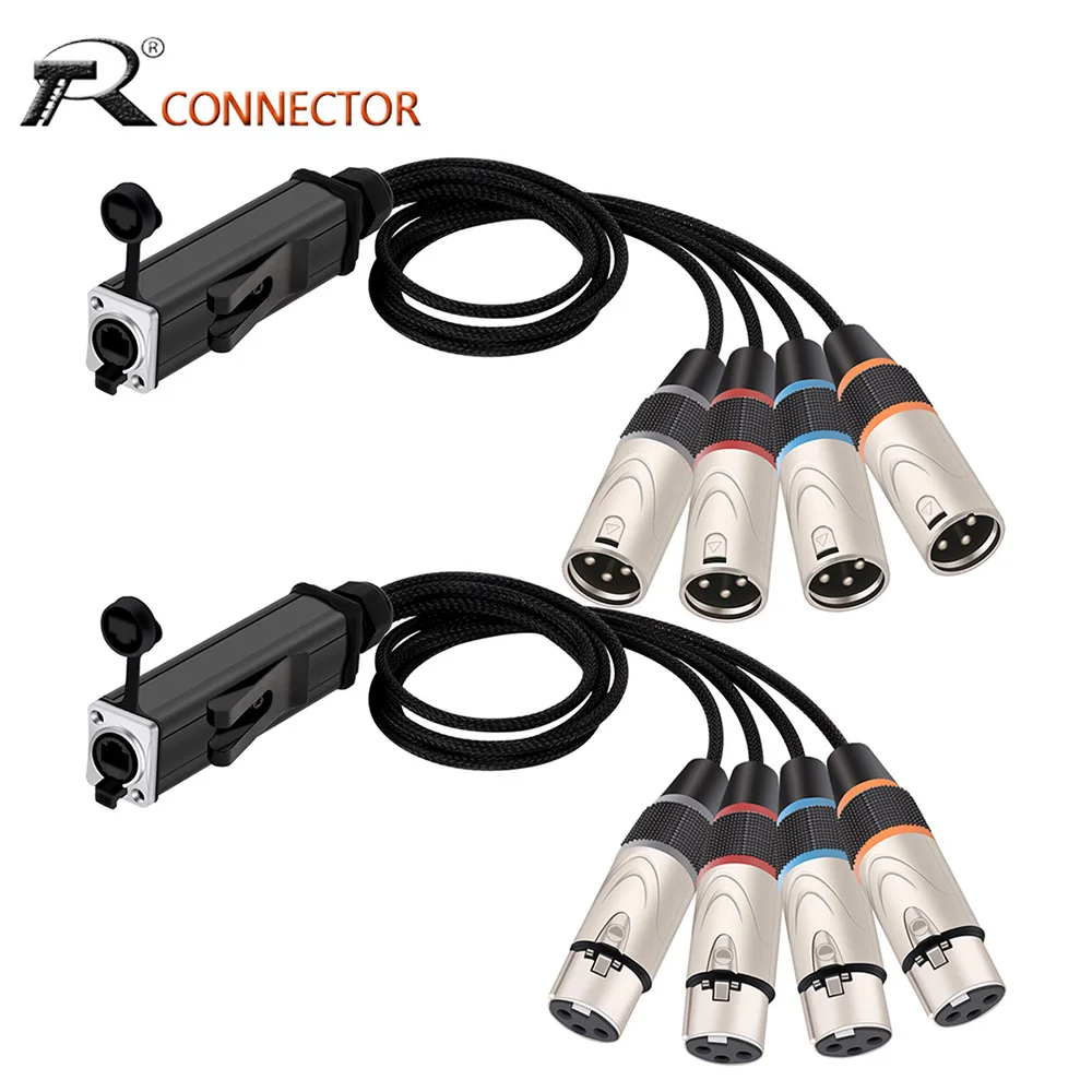 Conversor Rj45 Fêmea e Cat5 Impermeável para Canais Conector Xlr Macho e Fêmea Receptor de Rede Multi Extensor de Cabo de Áudio Pinos