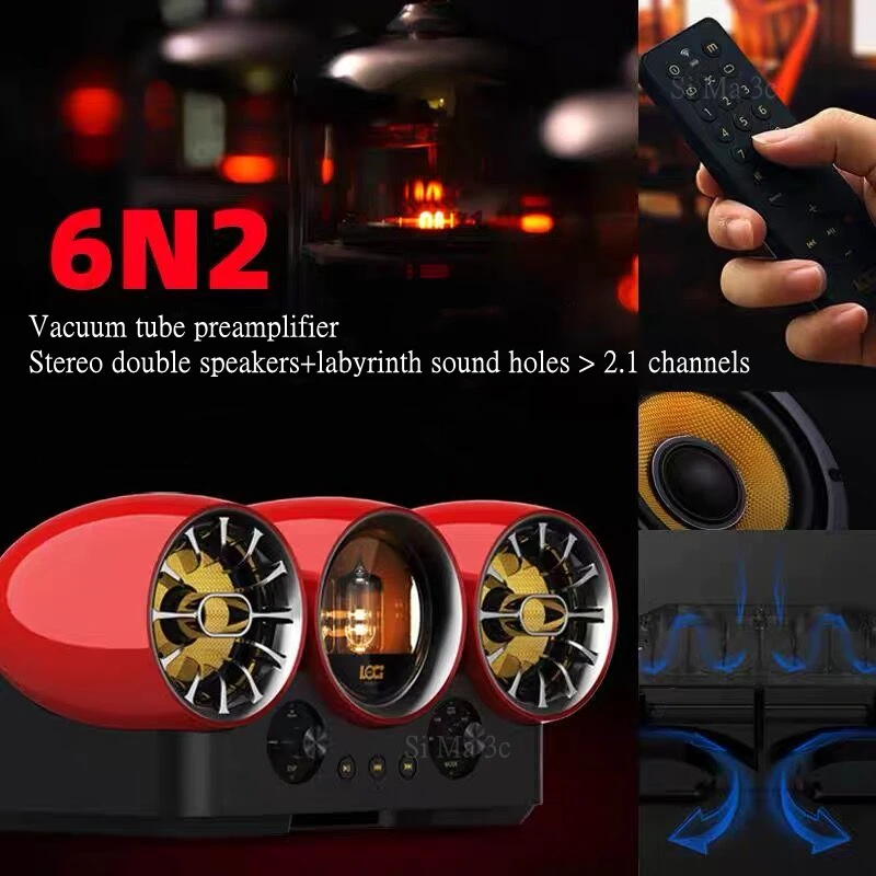 T20 Tube Amplifier Bluetooth Speakers 50W Super Bass Boom Box Wireless Stereo Subwoofer with Remote Control