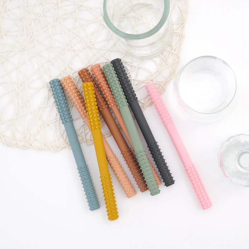 Teething Toys Baby Teething Toys Silicone Teething Toys Silicone Teether 1PCS Baby Toy Silicone Molar Straw Baby Teether With Brush