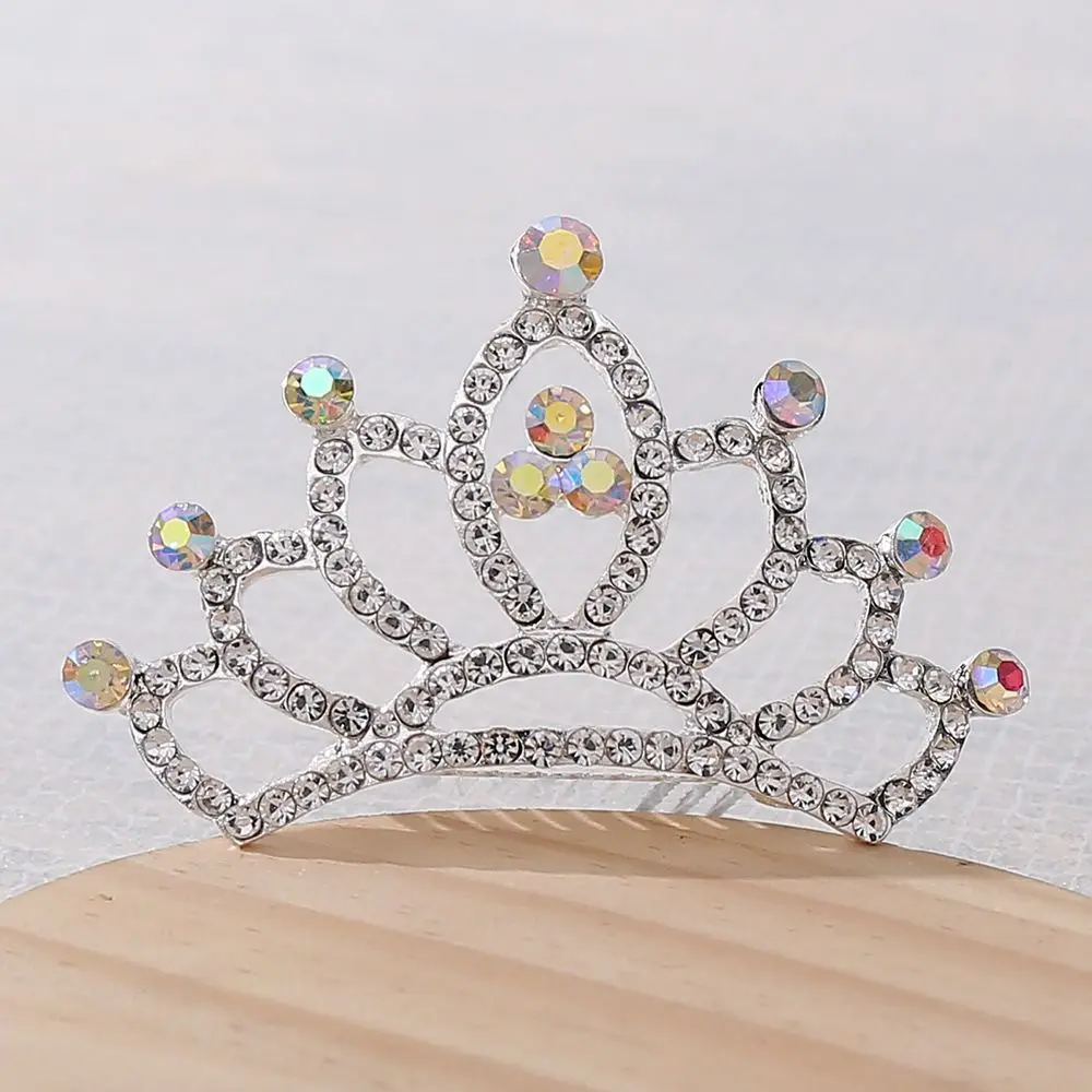 Delicate Adorable Tiara Headwear Crown Rhinestone Alloy Hair Accessory Children Hair Clip Kids Girl Hair Comb Kids Hairpin greeting card thanks cards lovely you bulk birthday accessory 19 year old girl gifts delicate memo wrapping