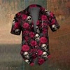 Summer Men's Fashion Horror Skull Cross Print Men's Short Sleeved Shirt Street Trend Party Men Oversized T-Shirt Top SIZE S-5XL 1