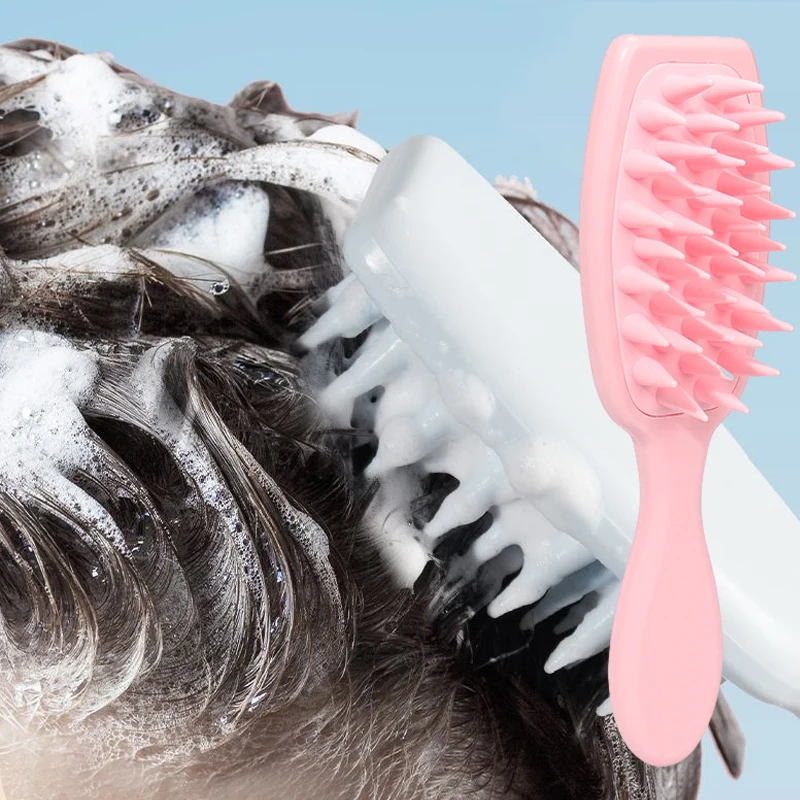 

Extended Handle Soft Silicone Shampoo Scalp Hair Massager Hair Washing Comb Wide Teeth Shampoo Brush Wet Dry Use Hair Tool