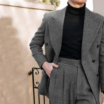 Abito da sposa da uomo a spina di pesce doppio petto formale da uomo con risvolto abito da uomo 2 pezzi completo da uomo elegante Slim Fit