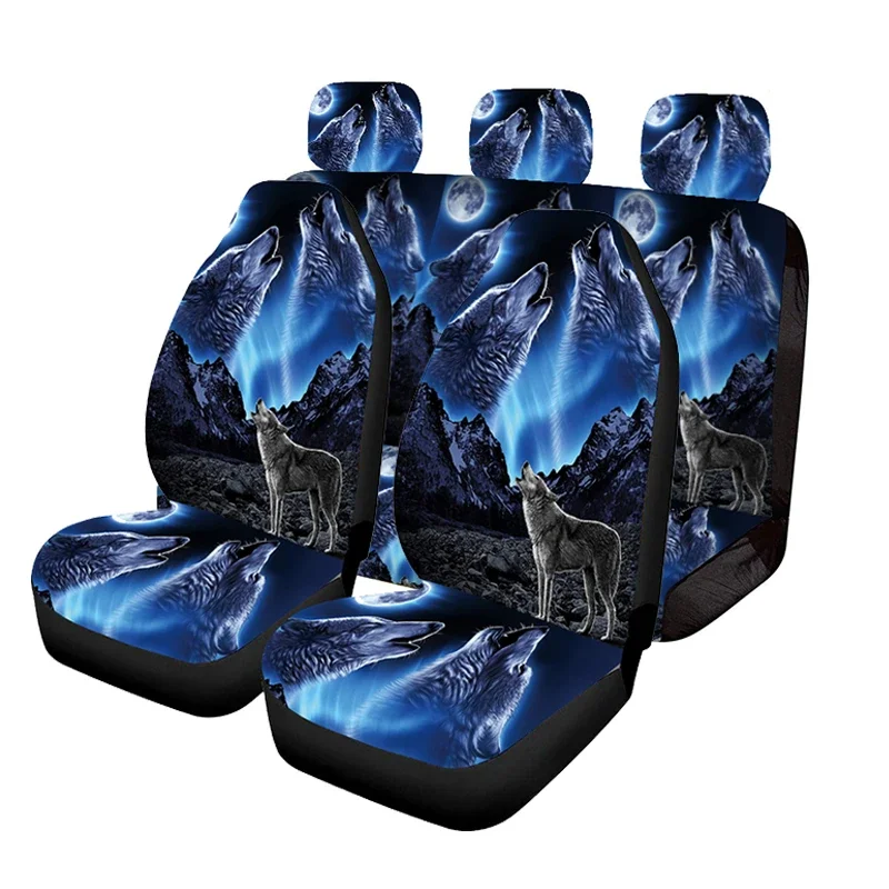 

Night Wolf Printed Seat Cover, Comfortable Decoration Set, Car Protector Accessories, Easy To Install, Suitable for Most Cars