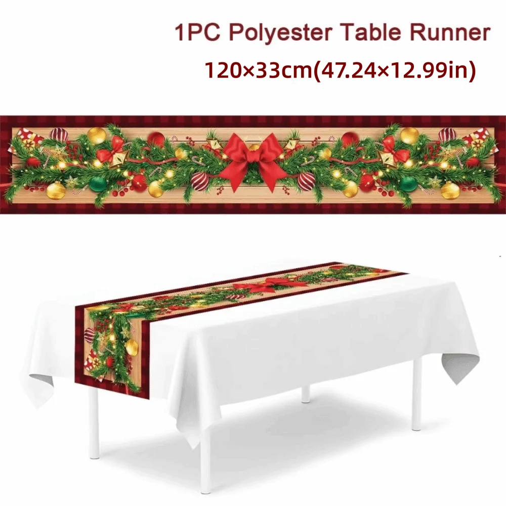 Polyester Christmas Table Runner for Xmas Party Decorations