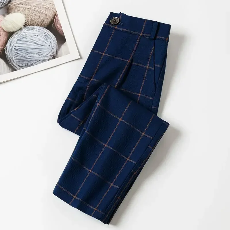 Kids Boys Suit Pants Piano Performance Clothes Children Black Navy Pants Teenage Boys School Plaid Trousers