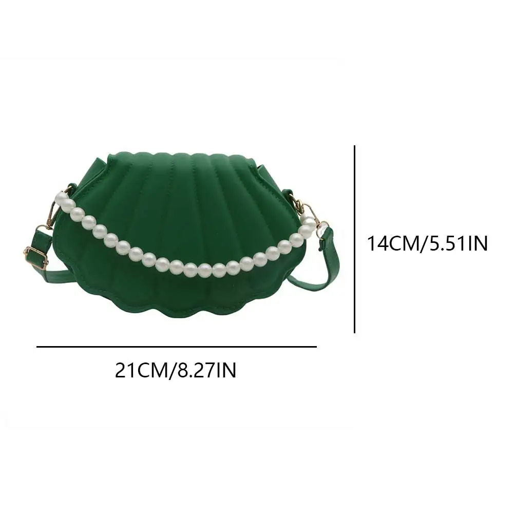 French Pearl Chain Handbag Women Seashell Fashion Shoulder Bag PU Leather Clutch Purse Novelty Solid Chic Hobo Bag Small Satchel women handbags leather shoulder bag