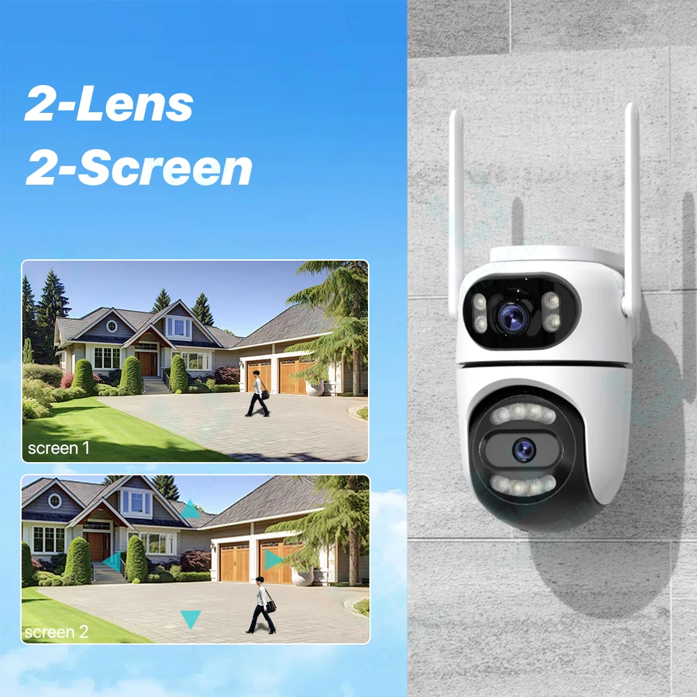 8MP 4K HD Wifi PTZ Camera iCsee APP Dual Lens Dual Screens Video Surveillance IP Camera Ai Tracking Outdoor Home Security CCTV 2