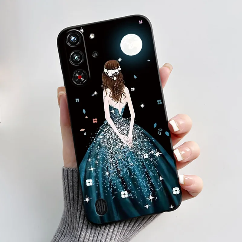 Soft Silicone Black Shell with Cute Flower Design - Protective Case
