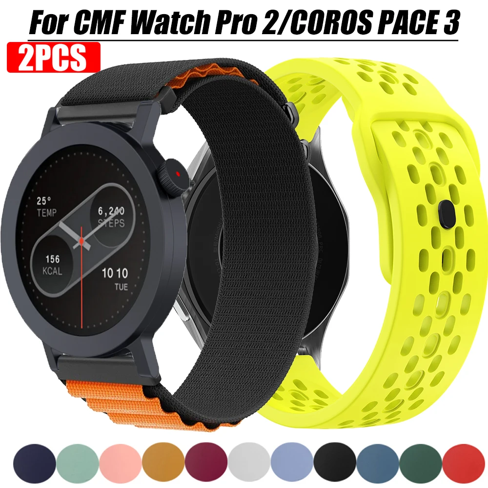 Nylon Loop & Silicone Replacement Watch Bands (2-Pack, 22mm)