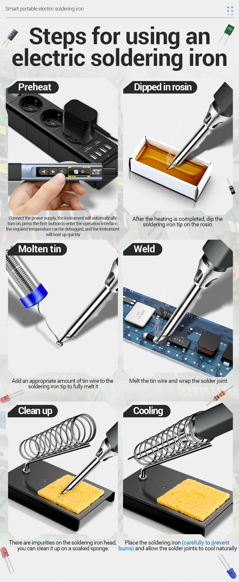 Kit de Ferro de Soldar Elétrico ANENG SL108 Vista 9