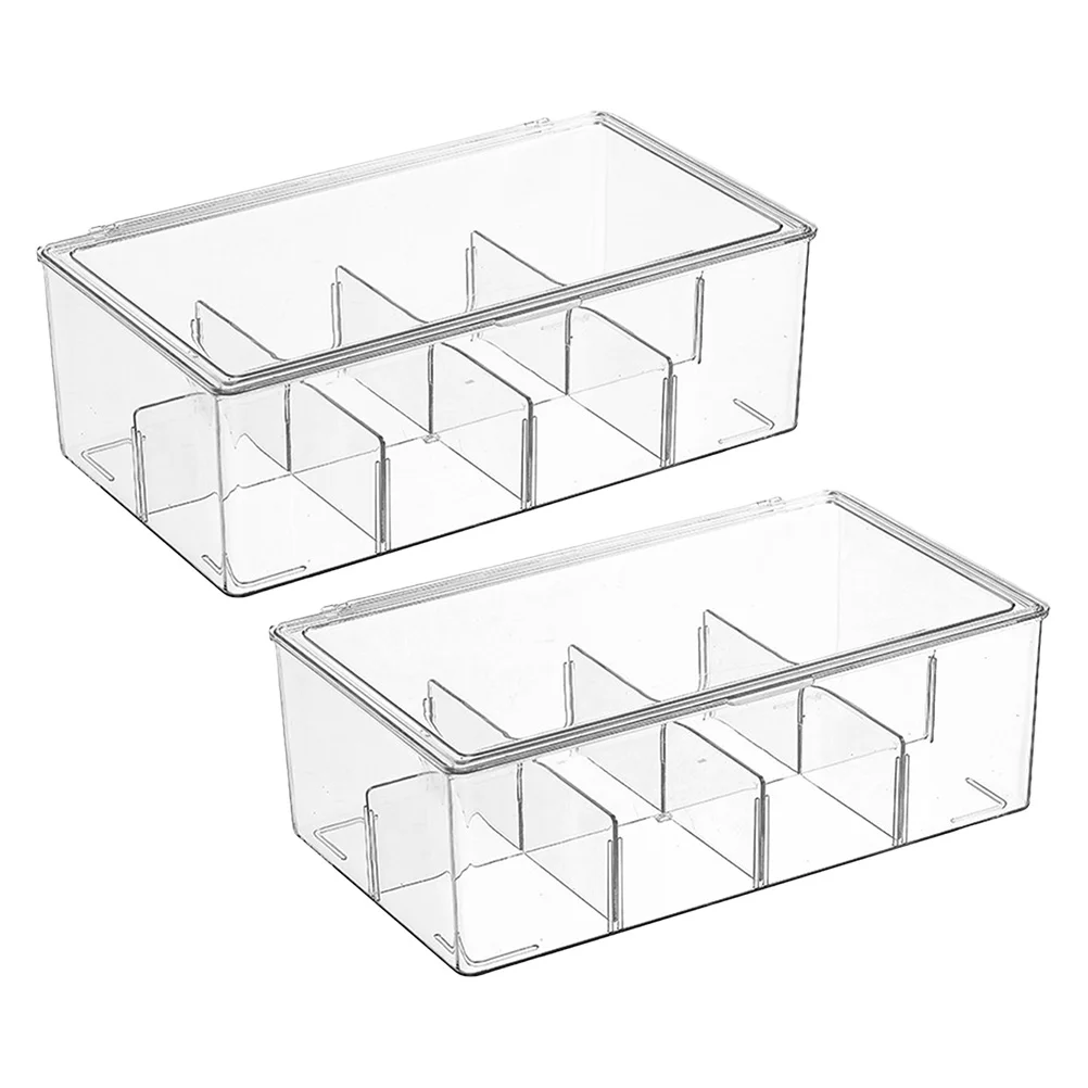 

2 Pcs Tea Bag Storage Box Holder Bags Container Sugar Stand Bin Acrylic Organizer Rack Case Office