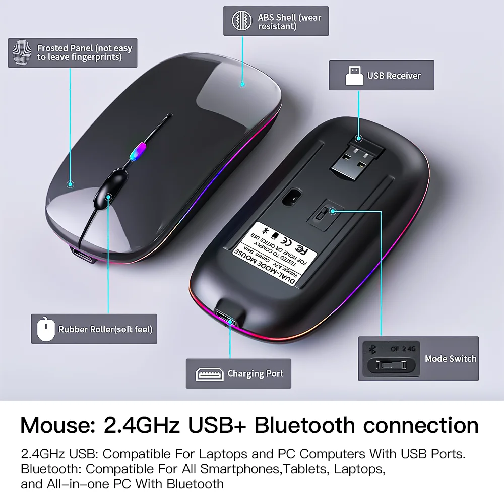 Bluetooth-Tastatur mit Hintergrundbeleuchtung und Maus für iPad, iOS, Android und Windows, wiederaufladbar, für 10-Zoll-Geräte_voghion.com