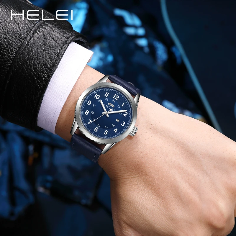 HELEI fashion digital dial men's quartz watch waterproof luminous wristwatch fashion quartz watch high quality men's watches