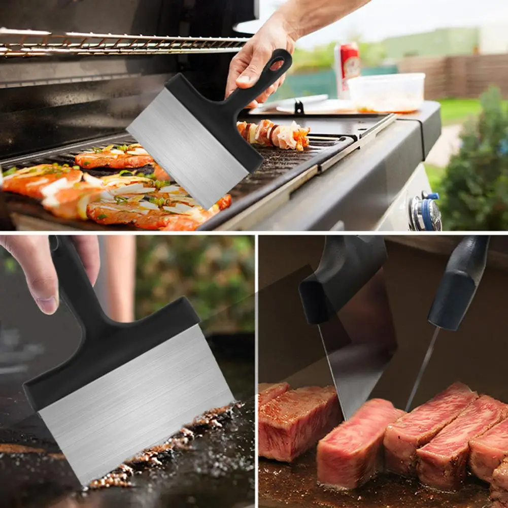 Griddle Scraper Griddle Set Multifunctional Bbq Tool Kit with Handle Scraper Scouring Pad Pumice Stone Brush for Easy