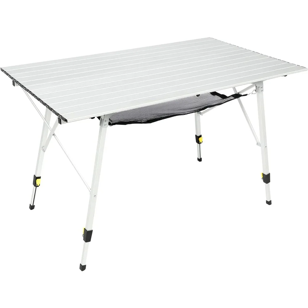 

Camping Table Portable with Adjustable Legs, Aluminum Folding Tables Roll Up Table with Carrying Bag, Foldable Picnic Table