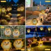 Owl Solar Lanterns Outdoor Waterproof Hanging Solar Lights Owl Gifts for Women Men Metal Decorative LED Owl Lanterns for Garden 6