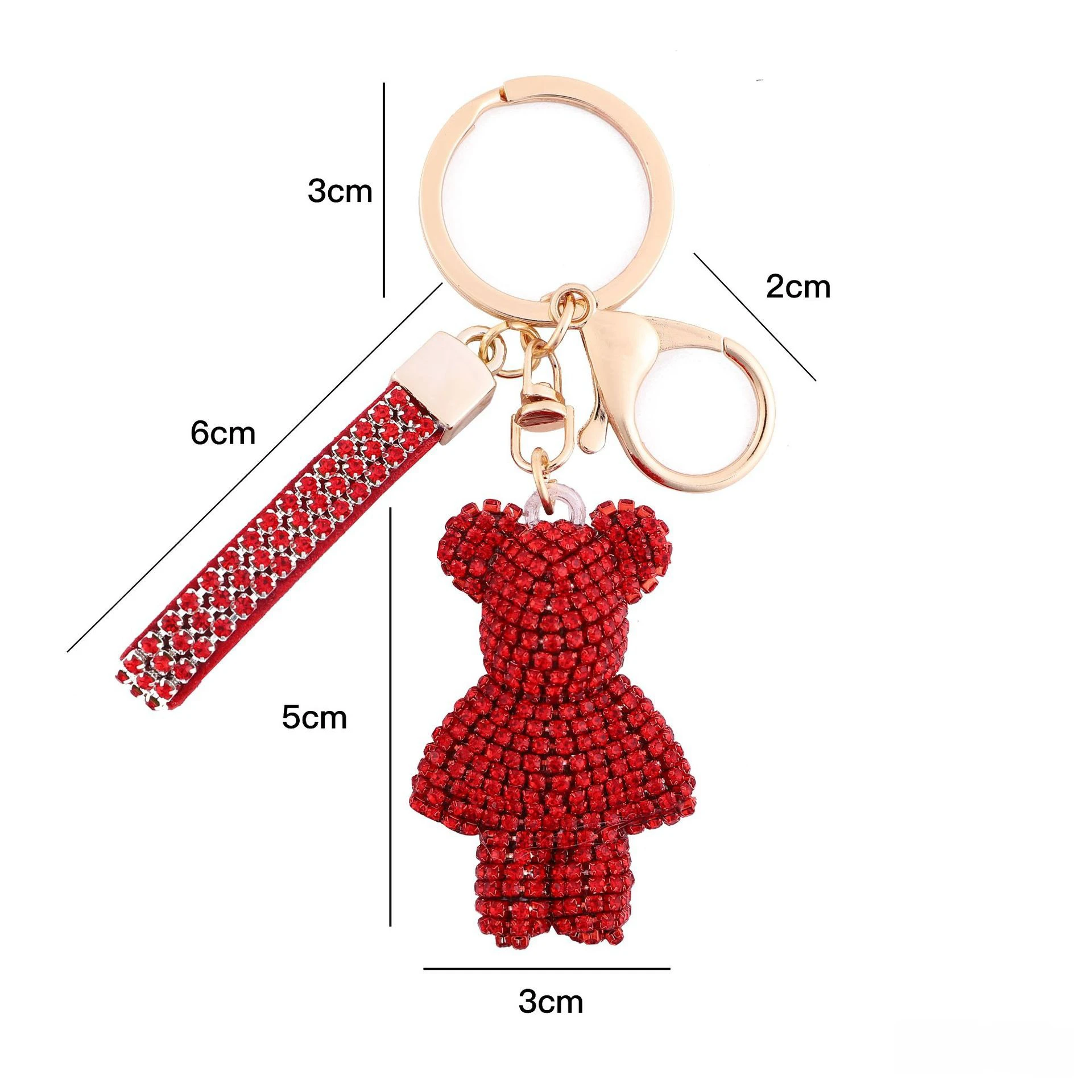 AuPra Bling Teddy Bear Keychain – Crystal Rhinestone Key Ring With Tassel Gift For Women