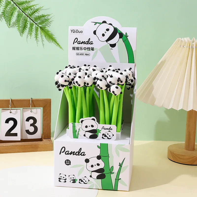 

48 pcs/lot Kawaii Panda Bendable Gel Pen Cute 0.5mm Black Ink Signature Pens Stationery Office School Stationery Gifts