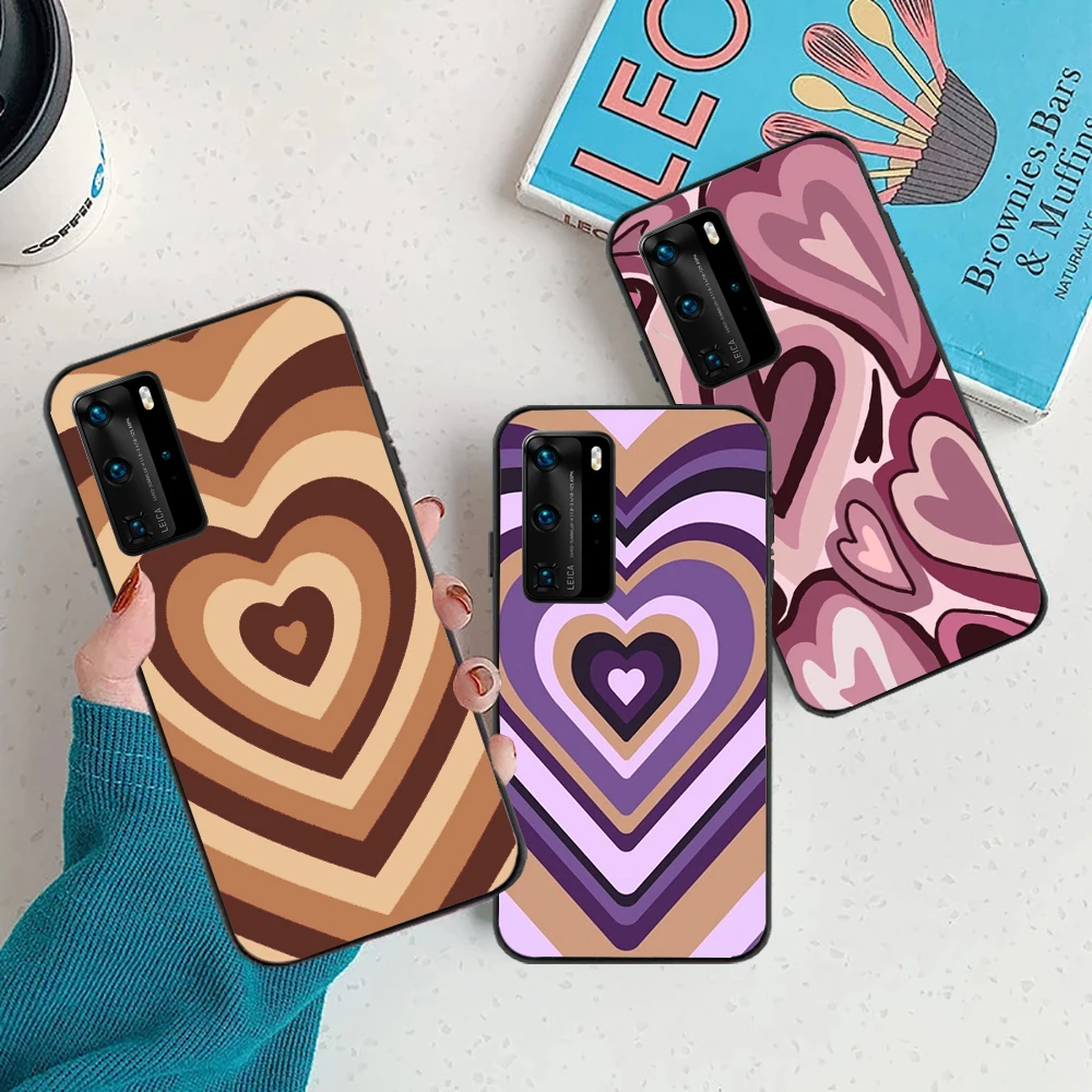 Latte Love Coffee Heart Cover Custodia Nera Per Telefono Shell Per Huawei Honor Mate P30 P20 P50 P40 50 8X 9C 8A Lite Pro Plus