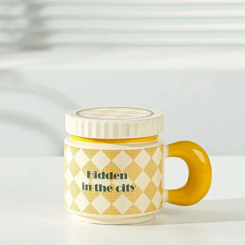 400ml Ceramic Coffee Mug with Lid - كوب قهوة سيرام...