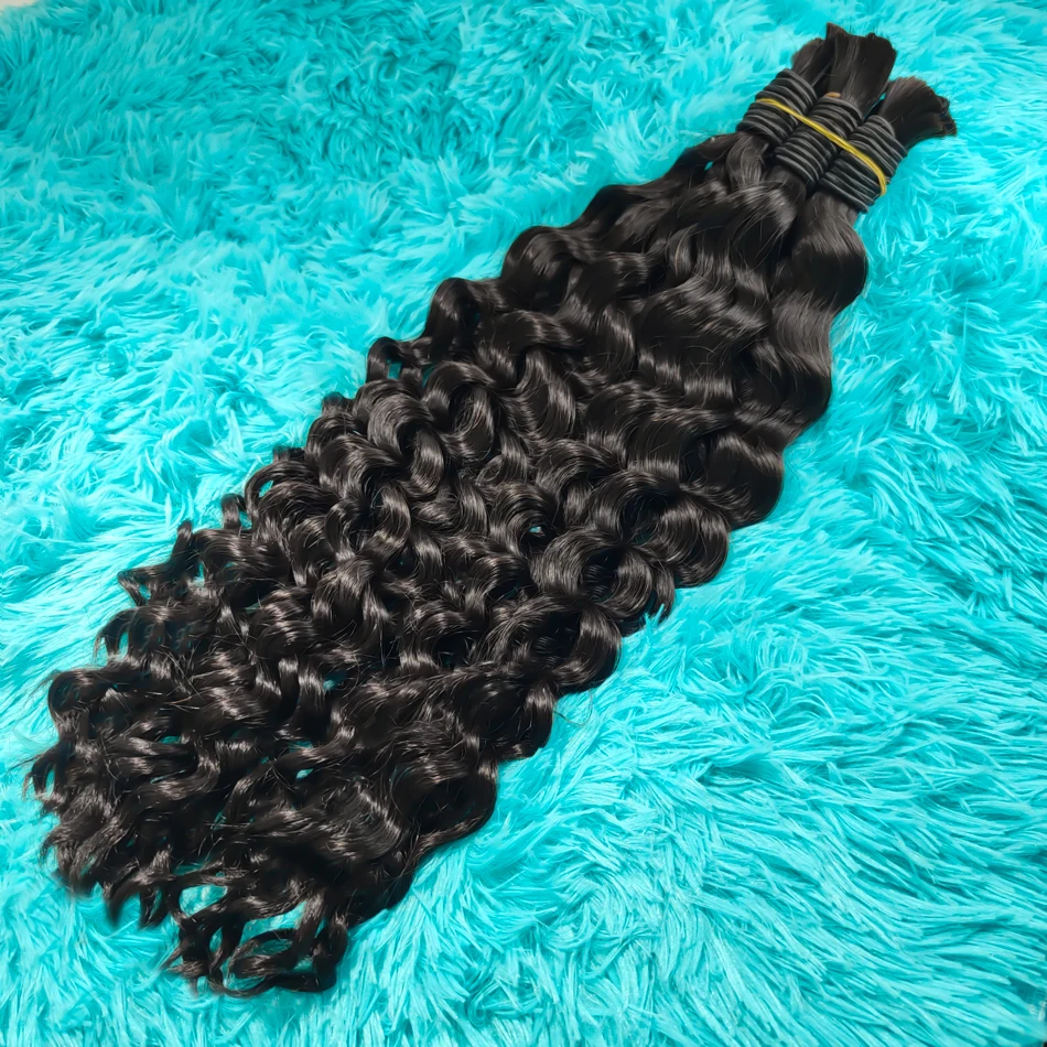 Deep Wave Boho Braids Human Hair Bulk 50g/100g 100% Human Hair Braiding Hair Extensions No Weft Brazilian Curly Braiding Hair 3