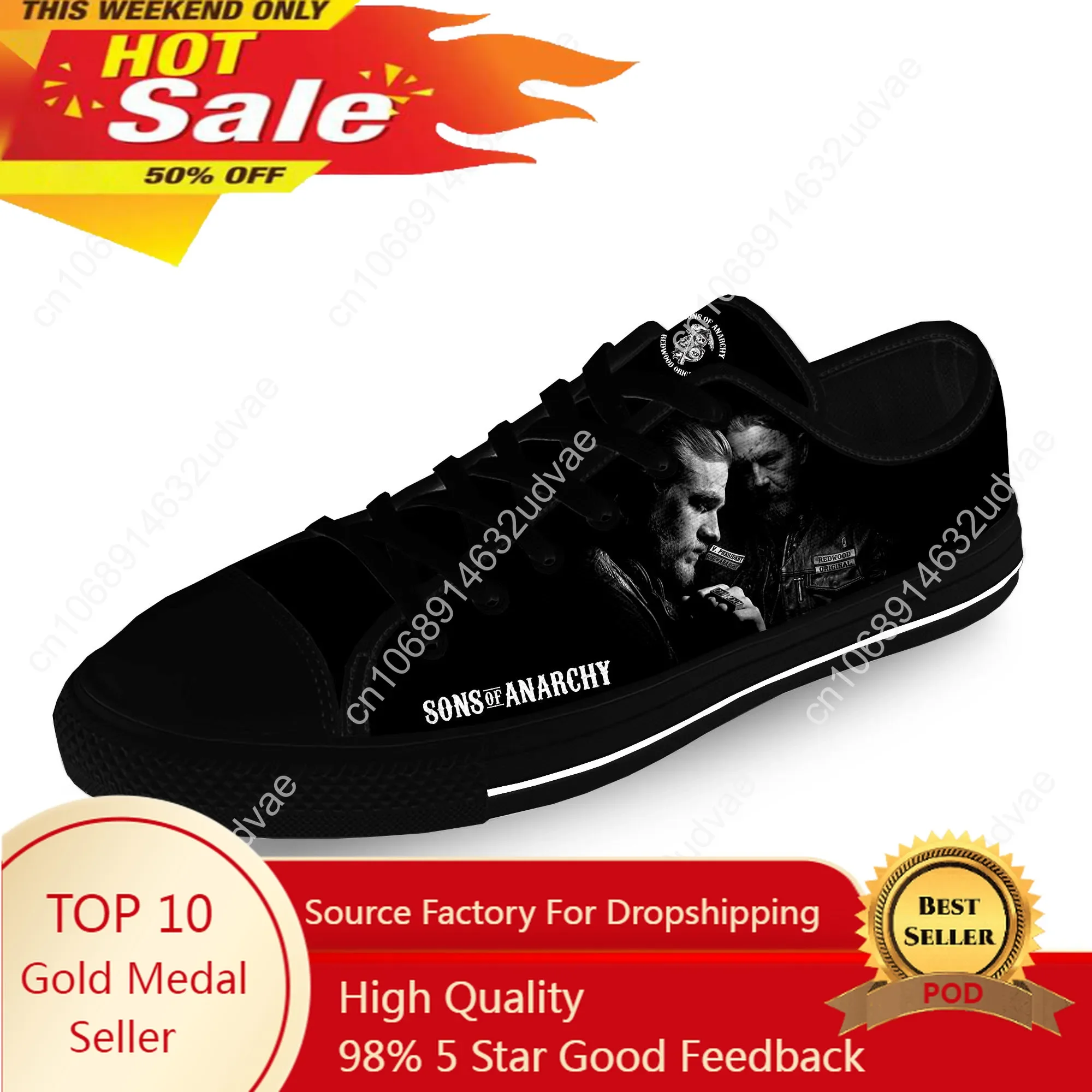

Sons Of Anarchy SAMCRO SOA Cool Casual Cloth Fashion 3D Print Low Top Canvas Shoes Men Women Lightweight Breathable Sneakers