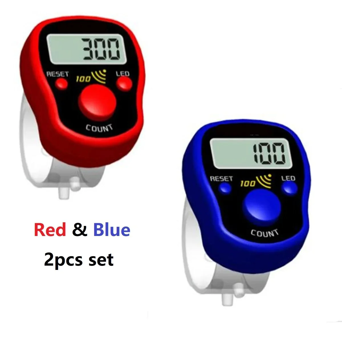 2pcs Set Mini Stitch Marker And Row Finger Counter LCD Electronic Digital Tally Counter BeBosLook
