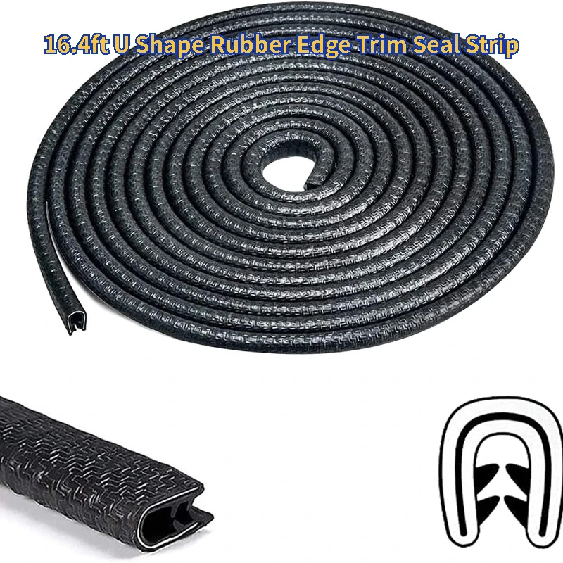 Enhanced U-Shape Rubber Edge Trim Seal for Vehicle Door Protection, 16.4 ft