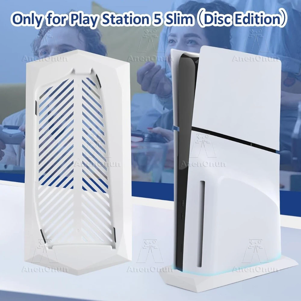 Vertical Stand with Ventilated Base for Enhanced Cooling and Stability - White