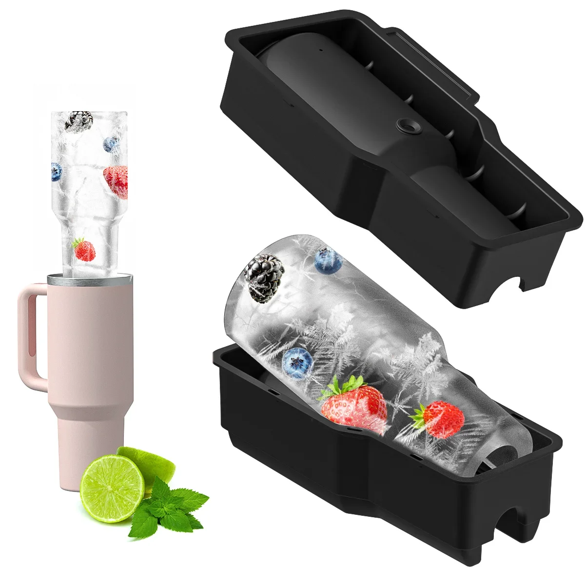 Silicone Ice Cube Molds For 20 30 40oz For Stanley Summer Ice Mold Cube Tray Ice Drink Cup Manufacturer Round Ice Silicone Mold