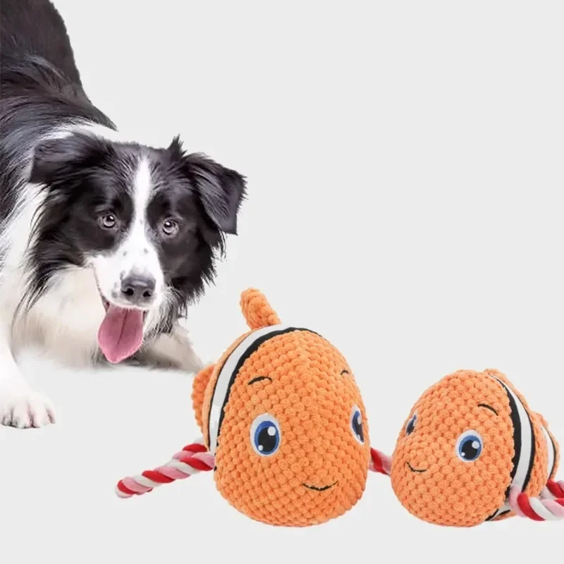 2024 New Bite Resistant Dog Squeak Toy Squeaking Dog Shark Toys Chewing Turtle Fish Pet Puppy Chew Toy Plush Dog Accessories