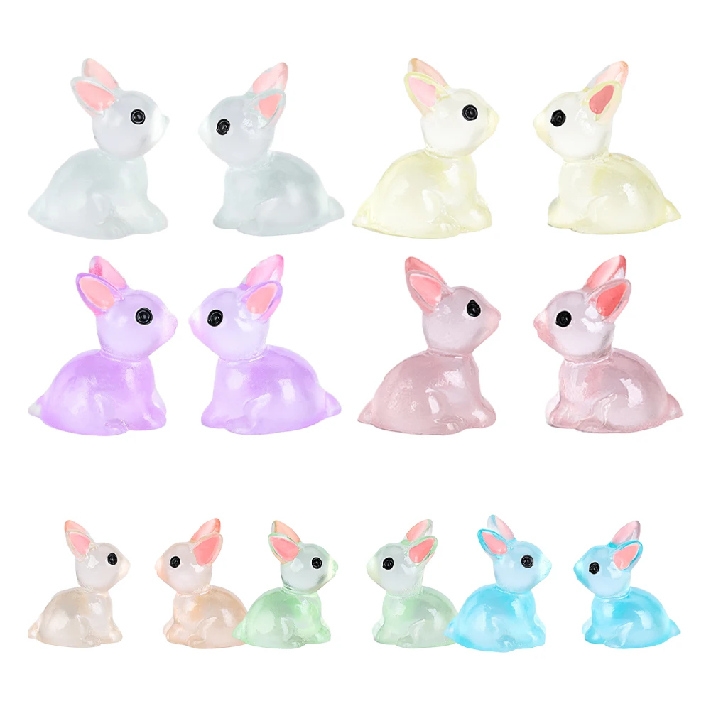 50Pcs Glow in The Dark Miniature Bunnies Mini Bunny Figurine Tiny ...