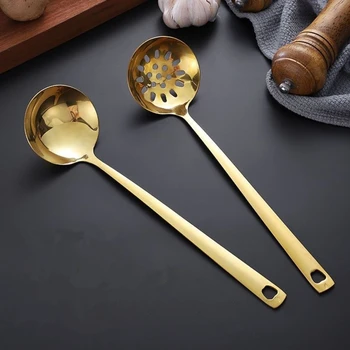Nuova cucina manico lungo Ramen cucchiaio mestolo da minestra coreano stoviglie in acciaio inox brodo cucchiai utensili da cucina per la casa 1