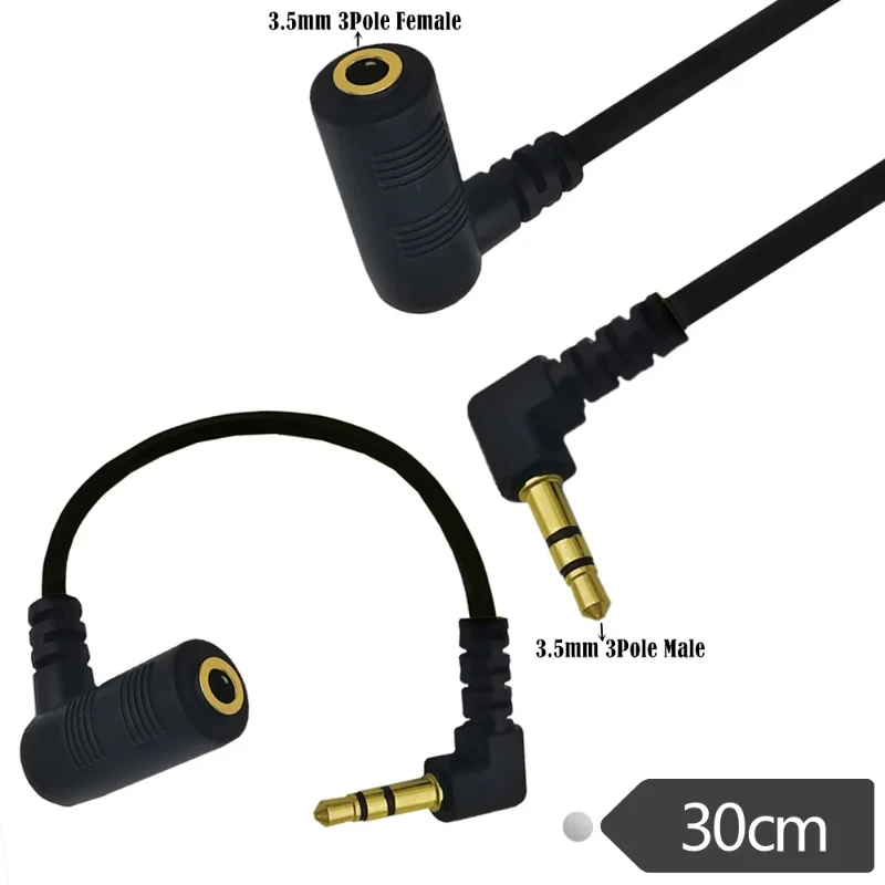 Short Gold Plating Right Angle Double Bend Stereo Trs 3.5mm Male To Female Audio Cable Adapter Trs 3.5 Audio Extension Cord M F