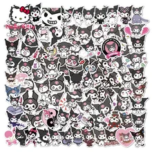 

100pcs Hello Kitty Kuromi Stickers Cute Cartoon Hand Account Laptop Guitar Waterproof Decorative Stickers Girl Graffiti