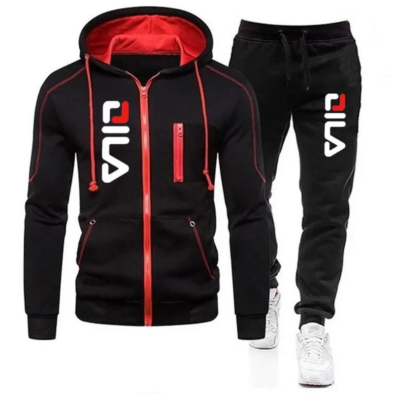 New Men's Zippered Jacket, Hooded Pullover, Sports Pants, Sports Casual Jogging Sportswear, 2-piece Set for Men's Street Wear