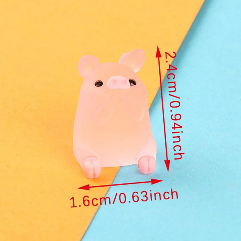 Luminous Mini Resin Pig Car Dashboard Toys Doll Figures Home Garden Decoration Cartoon Car Ornaments Gift 5/6/10pc miniature ornament,miniature figurines,resin ornaments,resin crafts,ornament crafts
